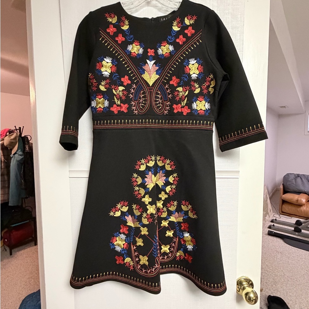 Embroidered Black Kids Dress